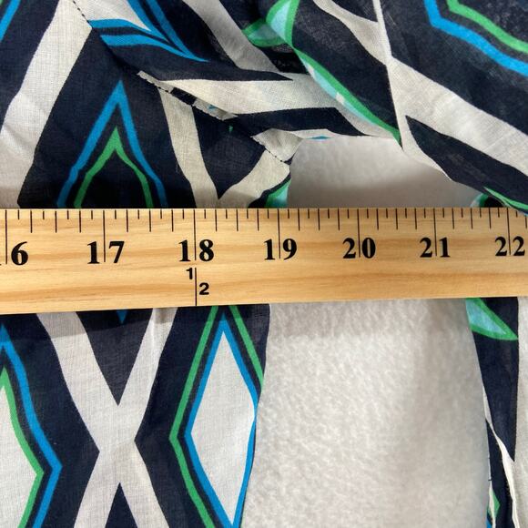 Tory Burch Womens Fish Blue Print Blouse Top Size 8 Cotton - Picture 4 of 7